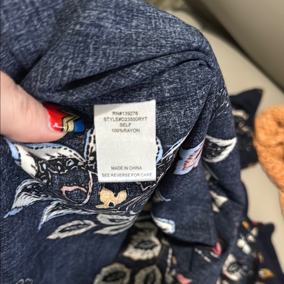 Daniel Rainn Blue Tan Relaxed 3/4 Sleeve Blouse - Picture 12 of 12